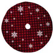 118cm New Christmas Red Baffalo Plaid Snowflakes Tree Skirt Mat Cover Xmas Decor