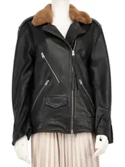 Black Faux Fur Leather Biker Jacket