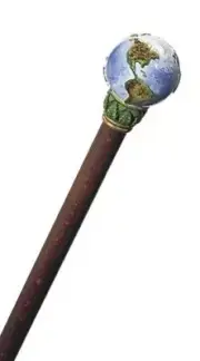 NEW Concord Handpainted World Globe Handle Walking Stick Made in Italy Mens Cane