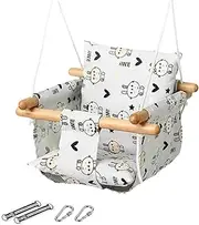 VIsuIvit Baby Swing Seat, Canvas Baby Hammock Infants, Toddler Swing Indoor & Outdoor Infant Hanging Swing Chair with Canvas Cushion, Swings Sets for Baby Hammock Toy Backyard (Bunnie)