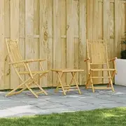3 Piece Patio Bistro Set, Outdoor Lounge Setting Patio Conversation Set Outdoor Table and Chairs Set Garden Furniture Seating, Bamboo
