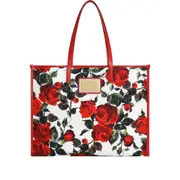[Dolce & Gabbana] Dolce & Gabbana Large Rose-print Shoulder Bag ONE SIZE WHITE/RED