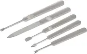 CRILSTYLEO Nail Art Dead Skin Fork Set 5pcs Pushers Scrapers for Cuticle Polish Removal