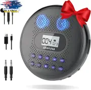 Rechargeable CD Player with Speakers Anti-Skip AUX Headphones Car Black