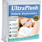 Zippered Hypoallergenic Pillow Protector Waterproof Quiet Pillowcase 2 Pack New