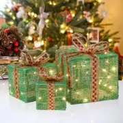 3pcs Christmas powder mesh fabric ribbon bow battery garden gift box decoration