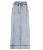 Aje Embrace Denim Midi Two Tone Indigo Belted Skirt Size US 2 New with Tags