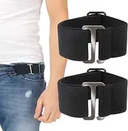 [Abeillo] 1 Pair/ 2PCS Elastic Belt, Newly Upgraded Side Belts No Buckle Belt Loops for Pants, 1.18 Inch Wide Belt Loops for Men, Women, Black, Large
