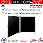 2X6M Side Awning Sun Shade Outdoor Blinds Retractable Double Sided Screen Black