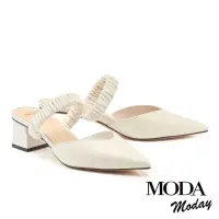 在飛比找momo購物網優惠-【MODA Moday】高雅繫帶羊皮尖頭高跟穆勒拖鞋(白)