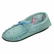 Moccasin Ladies Slip On Slippers - Real Suede