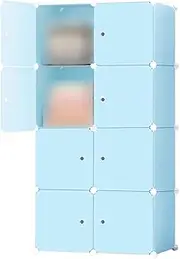 AUKO Fashion Macaron Color 6/8/12/16 Cubes Storage Cabinet Wardrobe Toy Book Shelve (Macaron Blue 8 Cube)