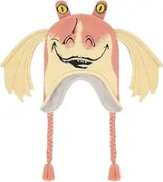 Star Wars Jar Jar Binks Beanie Hat, Peruvian Winter Knit Cap with 3D Gungan Ears and Tassels, Multi, One Size, Multi, One size