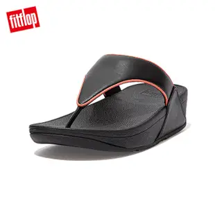 【FitFlop】LULU POP BINDING TOE-POST SANDALS 全皮革經典夾腳涼鞋-女(黑/柔和粉)