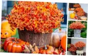 Artificial Fall Flowers Outdoor Fake Mums - 16 Bundles Fake Plants UV