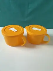 Tupperware Crystalwave Plus Soup Mug microwavable 2 cup / 500ml Set Of 2 Orange