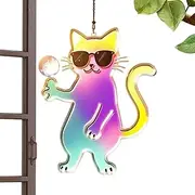 Cat Sun Catcher for Window - Kitten Hangable Decoration | Acrylic Colorful Decoration Wall Window Panels Art Memorial for Cat Lover Living Room Garden