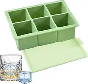 Ice Mold,Kitchen Ice Maker - 6-Grid Silicone Mold Container Tray with Lid for Coffee Beverage Preparation Kitchen Fridge Freezer