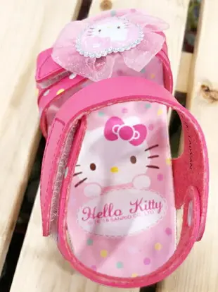 【震撼精品百貨】Hello Kitty 凱蒂貓 台灣製Hello kitty正版兒童勃肯涼鞋-緞帶桃色(13 19號) 震撼日式精品百貨