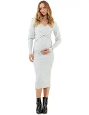 [Ripe] Heidi Nursing Knit Dress in Snow Marle