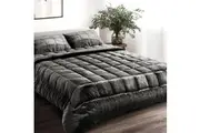 Giselle Bedding Faux Mink Quilt Charcoal Super King