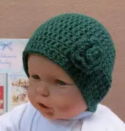 WINTER SALE - Baby Hat and Wool Flower, Baby Beanie