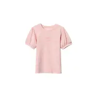 在飛比找Yahoo奇摩購物中心優惠-GIORDANO 童裝泡泡袖短袖上衣 - 29 花紗玫瑰粉紅