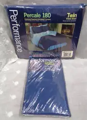 Vtg SPRINGS HOME PERFORMANCE Percale 180 TWIN FITTED SHEET PILLOWCASE Set NAVY