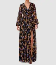 $350 Aidan by Aidan Mattox Women's Black Floral Cutout A-Line Dress Size 4