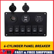 6 Gang 12V 24V Switch Panel OFF ON LED Toggle Rocker Dual USB Car Marine Boat RV (for: Daihatsu)