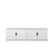 European Cabinetry White Hampton Oval Black Handles Bucharest TV Unit