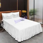 3 Piece Satin Bed Skirt Decor Set of 2 PillowCovers 48*74cm 1 Sheet Skirt Soft