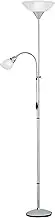 Reality Leuchten R4393 87 Floodlight with Reading Light 1 x E27 and 1 x E14 Silver, Shades in White