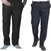 D555 Max Mens Big and Tall King Size Cotton Xtenda Waist Trousers Pants Black 48R UK