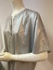 Chico's Metallic Split Front Tunic Top Silver Sand Elongated Addison Sz 1