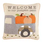 Mud Pie Home WELCOME Pickup Truck w Pumpkins Square 18" Pillow