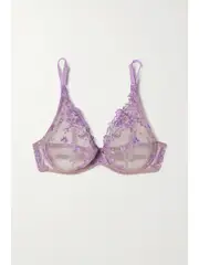 [I.D. SARRIERI] I.D. SARRIERI - + Net Sustain Colette Embroidered Tulle Soft-cup Triangle Bra - Lilac - 32B 32 B Purple