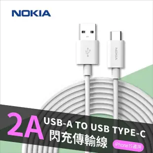 【NOKIA】20W PD/QC雙孔快充充電器 typeC/USB+USB to Type-C手機快充傳輸線 1m(iPhone15系列適用)