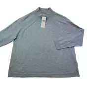 NEW Eileen Fisher Frost Funnel Neck Top Women XL Pale Blue Knit Linen Blend