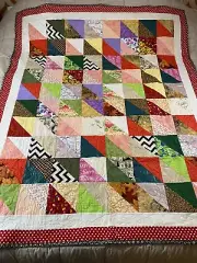 Patchwork Triangular Lap Quilt Throw SOKA Handmade 57” X 68” Display Coverlet