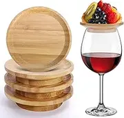 AIERSA Wine Glass Charcuterie Topper, Suitable for 2.16" to 3.6" Diameter, Appetizer Plates, Bamboo Board, Mini Cheese Board