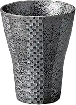 Silver Color (Black) Shochu Cup (Large) [3.8 x 4.8 inches (9.7 x 12.2 cm), 13.5 fl oz (400 cc)] | Free Cup |