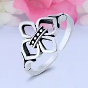 11mm Fleur De Lis Band 925 Sterling Silver Toe Ring Thin Adjustable Toe Ring