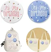 [SiLnmLih] 2 Pcs Happy Birthday Button, Happy Birthday Pin for Women, Boy Happy Birthday Badge Pins, Unique Birthday Girl Button, 2.3 Inches Kids Birthday Badges Party Decorations Favors Supplies, Small, Metal,