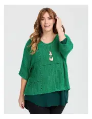 [Taking Shape] Pointelle Knit Jumper in Jewel Green