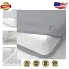 Luxury Zipper Fitted Sheet - Extra Deep Pocket Microfiber Queen Light Grey