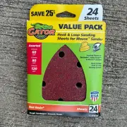 GATOR Sanding Sheets 60 80 120 GRIT Red Resin HOOK & LOOP Mouse Sander (24-Pk)