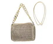 Golden Rhinestones Messenger Bag for Women, Thick Chain Messenger Bag, Fashionable Trendy Handbag, Golden, Free Size