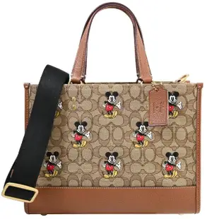 【COACH】DISNEY聯名款 經典C子米奇印花手提托特包兩用包(咖邊)