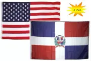 3x5 3’x5’ Wholesale Set (2 Pack) USA American & Dominican Republic Flag Banner
